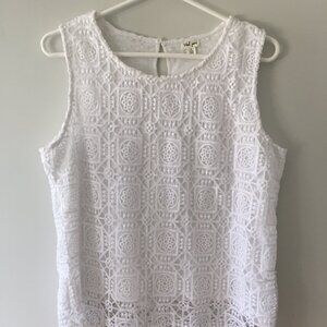 NEW Tribal White Lace Sleeveless Top - Small